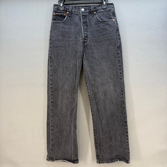 Levi's Denim - Levi's Jeans Women's 29 (8) Black Ribcage Straight Ankle Button Fly Big E VTG